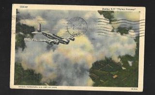 Vintage Postcard Linen Military Boeing B - 17 Flying Fortress