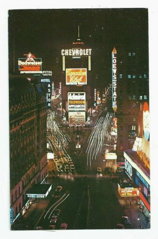 York City Ny - The Hotel Astor And Times Square Ca.  1958 Nyc Postcard