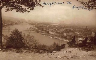 Hungary Budapest General View From The Gellert Mountain River Birdge Postcard