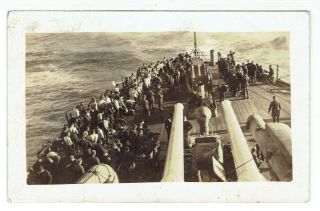 Doughboys On Deck,  Warship.  Real Photo Azo Paper B