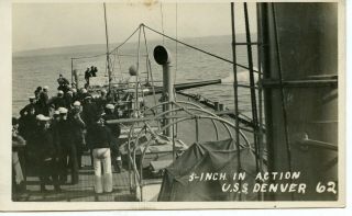 Rppc Uss Denver In Action On Cyko Paper 1906 - 1915 (nicargua?)