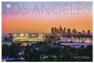Los Angeles California Dodgers Baseball Stadium Downtown Sunset,  Modern Postcard