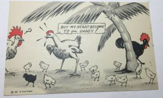 Vintage Postcard Comic " My Heart Belongs To You Daddy " Advertise Rare Bird Farm
