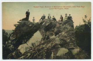 Ma Hikers Atop Monument Mtn.  Great Barrington Massachusetts C1909 Berkshire Co