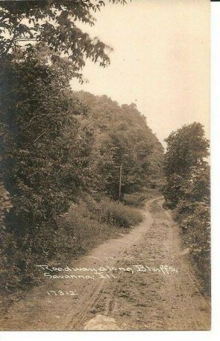 Vintage Real Photo Postcard Savanna Illinois Roadway Along Bluffs