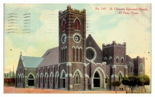 1911 St.  Clements Episcopal Church,  El Paso,  Tx Postcard 249