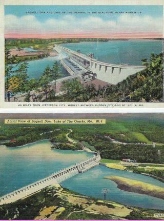 2 Vintage Missouri Mo – Lake Of The Ozarks Bagnell Dam