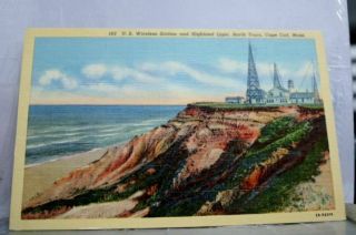 Massachusetts Ma Wireless Station Highland Light Cape Cod Postcard Old Vintage