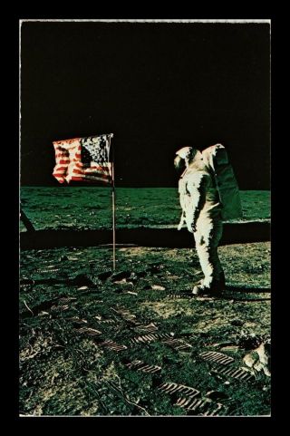 Dr Jim Stamps Us Flag Aldrin On Moon Nasa John F Kennedy Space Center Postcard