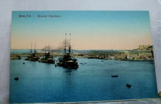 Malta Grand Harbour Postcard Old Vintage Card View Standard Souvenir Postal Post