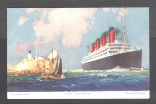 Artist Postcard Cunard Line R.  M.  S.  Aquitania