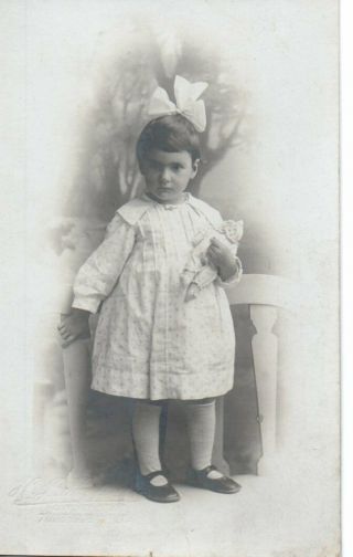 Vintage Photograph: Little Girl With A Doll Named Joyce May Horton 1917