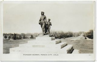 (3944) Old Photo Postcard The Pioneer Woman Monument At Ponca City Oklahoma