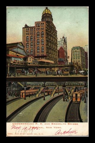 Dr Jim Stamps Us Subway View Brooklyn Bridge Flag Cancel Postcard 1906 York