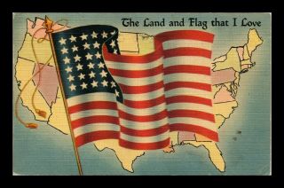 Dr Jim Stamps Us Land And Flag I Love Linen Tichnor Wwii Postcard 1943