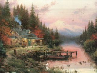 The End Of A Perfect Day - Painter Of Light Boat,  Thomas Kinkade Dealer Postcard