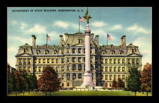 Dr Jim Stamps Us Department Of State Building Washington Dc Linen Postcard