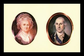 Dr Jim Stamps Us George Martha Washington Miniature Portraits Postcard