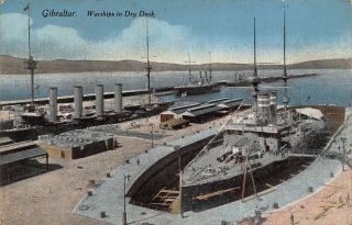 Gibraltar Warships In Dry Dock Postcard