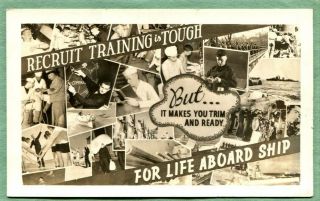 Old Rppc Real Photo Postcard Us Navy Training Life Aboard Ship Navy Cancel 1943