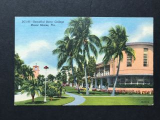 Barry College Miami Shores,  Fl Vintage Linen Postcard Unposted