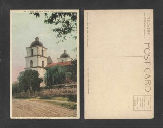 1910s On Street Car Line From Potter Hotel Santa Barbara Mission Cal Postcard