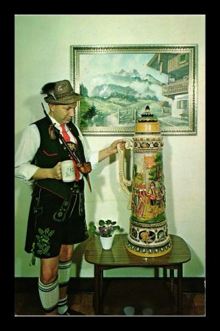 Dr Jim Stamps Us Man With Largest Stein Frankenmuth Bavarian Inn Postcard