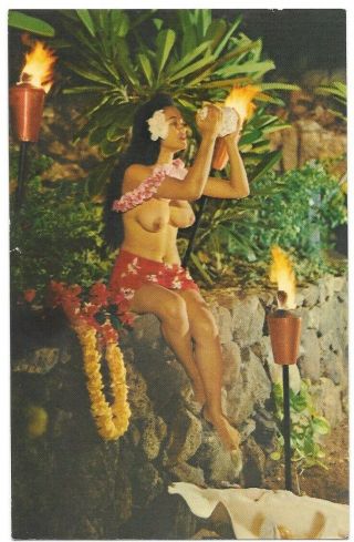 South Sea Island Maiden Vintage Postcard Tahiti Polynesian Paradise Pmk Hawaii