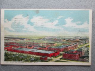 Vintage Buick Motor Company Plant,  Flint,  Michigan Postcard 1923