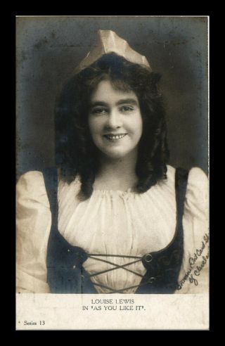 Us Postcard Portrait Of Louise Lewis In " As You Like It " Undivided Back