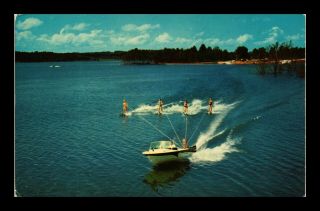 Dr Jim Stamps Us Boat Water Skiers Lake Lanier Georgia Postcard
