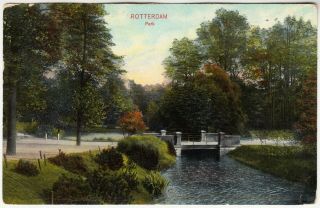 Rotterdam Park - Netherlands - 1908 Postcard