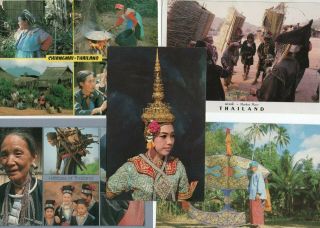 30 Postcards: Ethnic People Of Thailand Vintage & Modern