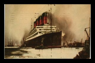 Us Postcard Rms Aquitania Cunard Line Cruise Ship 1930s