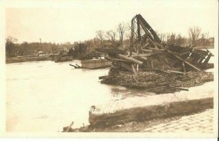 Vintage Real Photo Postcard Peru Indiana 1913 Flood Bridge