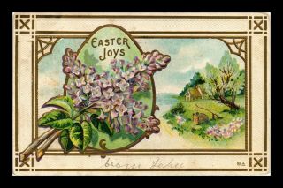 Dr Jim Stamps Us Easter Joys Cottage View Floral Holiday Postcard 1911