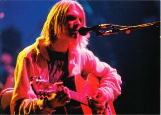 Nirvana Kurt Cobain In Concert With Acoustic Guitar Postcard