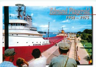 Ss Edmund Fitzgerald Great Lakes Freighter Ship At Sault Ste Marie Mi Postcard
