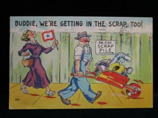 Camp Shelby Hattiesburg Ms Scrap Metal War Effort Vintage Ww2 Patriotic Postcard