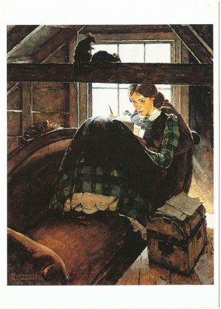 Louisa May Alcott The Most Beloved American Writer By Norman Rockwell Postcard