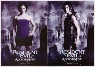 2 Postcards Of Resident Evil Apocalypse Milla Jovovich Movie