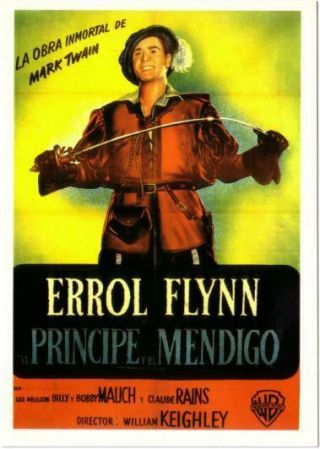 Postcard Of The Prince And The Pauper Errol Flynn Movie Spanish