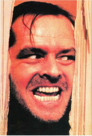 Jack Nicholson Face At The Door In The Shining Movie Postcard