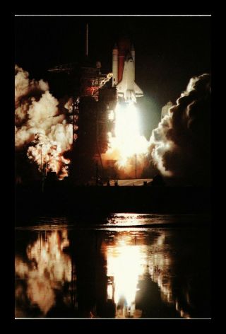 Us Postcard Challenger Shuttle Launch At Night Kennedy Space Center Florida