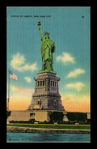 Us Linen Postcard Inconic National Landmark Statue Of Liberty York City