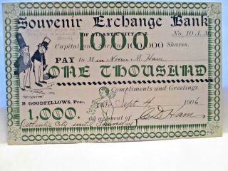 1906 Postcard Souvenir Exchange Bank Of Atlantic City Nj,  Pay 1000