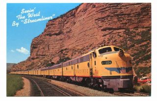 Union Pacific Railroad Seeing The West By Streamliner Emd Diesel Train Postcard