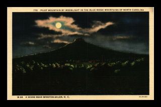 Dr Jim Stamps Us Pilot Mountain North Carolina Night View Linen Postcard