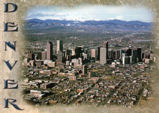 Aerial View Denver Colorado,  Downtown Mile High City,  Rocky Mountains - Postcard