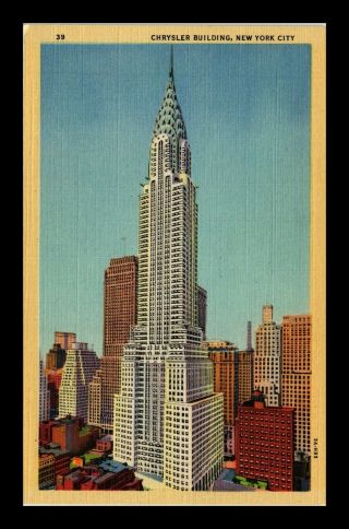 Dr Jim Stamps Us Chrysler Building York City Linen View Postcard